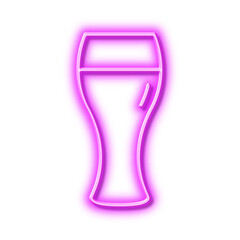 Obraz premium Beer glass line icon. Pub Craft beer sign. Neon light effect outline icon.