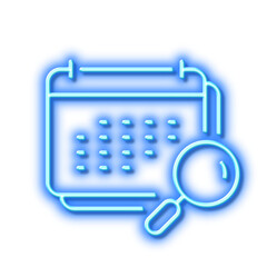 Calendar line icon. Annual planner sign. Neon light effect outline icon.