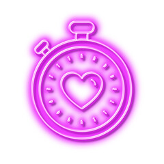 Obraz premium Heart in Timer line icon. Love symbol. Neon light effect outline icon.