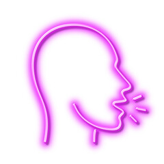 Cough line icon. Coronavirus symptom sign. Neon light effect outline icon.
