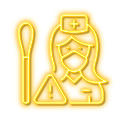 Nurse with Cotton swab line icon. Doctor assistant sign. Neon light effect outline icon.