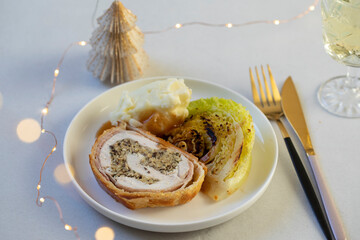 Chicken Wellington with mushroom stuffing