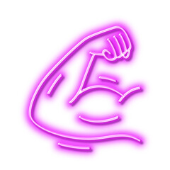 Strong arm line icon. Strength muscle sign. Neon light effect outline icon.