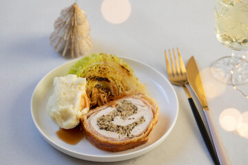 Chicken Wellington with mushroom stuffing