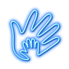 Fototapeta na wymiar Hand line icon. Social responsibility sign. Neon light effect outline icon.