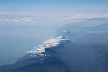view of mountains from plane