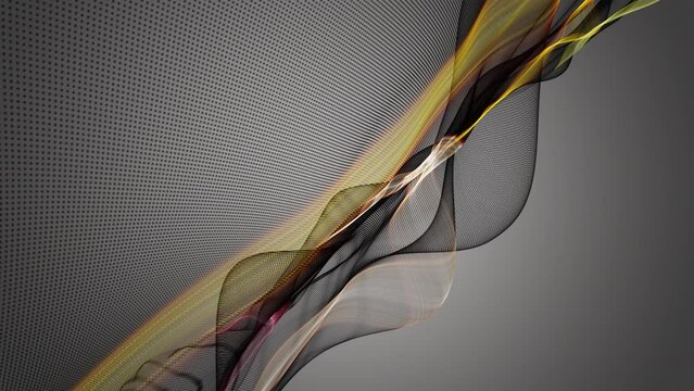 Fantastic video animation with particle wave object in slow motion, 4096x2304 loop 4K