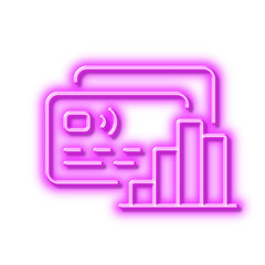 Credit card line icon. Bank money payment sign. Neon light effect outline icon.