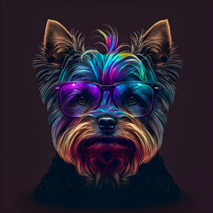 Naklejka premium Funny Hipster Cute Dog Art Illustration, Anthropomorphic Dogs Generative AI