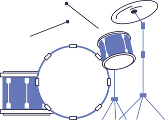 Drum set. Musical instrument. Vector image of an object.