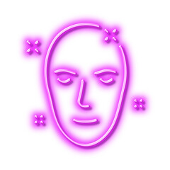 Health skin line icon. Face care sign. Cosmetic lotion. Neon light effect outline icon.