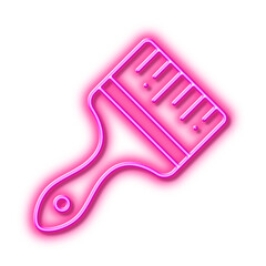 Paint brush line icon. Wall paintbrush sign. Neon light effect outline icon.