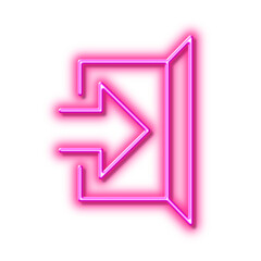 Exit line icon. Open door sign. Neon light effect outline icon.