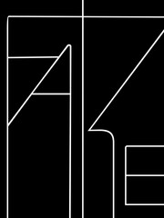 Fake one line art design poster banner template with a window for text. Vector flat. Vertical format