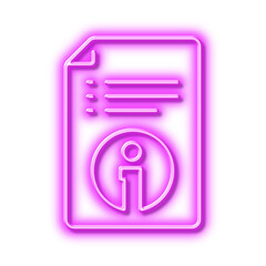 Technical information line icon. Instruction sign. Neon light effect outline icon.