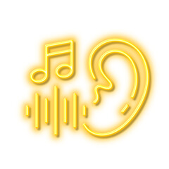 Hearing line icon. Audio message sign. Neon light effect outline icon.