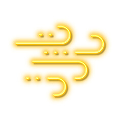 Windy weather line icon. Strong wind. Neon light effect outline icon.