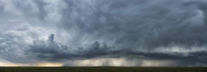 Dramatic skies over the landscape seen during a storm chasing tour in the midwest of the United States; Kansas, United States of America