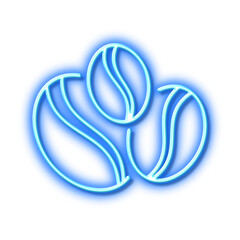 Coffee beans line icon. Hot drink sign. Neon light effect outline icon.