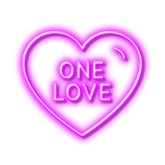 One love line icon. Sweet heart sign. Valentine day. Neon light effect outline icon.