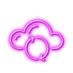 Cloud computing sync line icon. Internet data storage sign. Neon light effect outline icon.