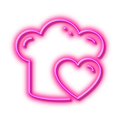 Cooking hat line icon. Chef sign. Food preparation. Neon light effect outline icon.