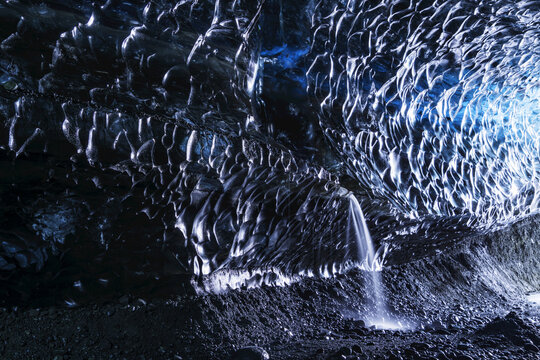 Large ice cave in the Vatnajokull ice cap, Southern Iceland; Iceland