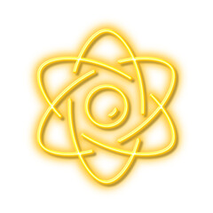 Atom core line icon. Nuclear power sign. Neon light effect outline icon.