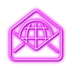 Web Mail line icon. Message correspondence sign. Neon light effect outline icon.