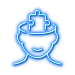 Mental conundrum line icon. Psychology therapy sign. Neon light effect outline icon.