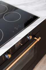 Fototapeta premium glass ceramic stove, modern household appliances at kitchen