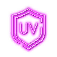 Sun protection line icon. Uv protect sign. Neon light effect outline icon.