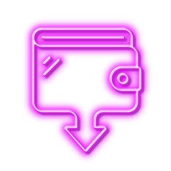 Wallet line icon. Send money purse sign. Neon light effect outline icon.