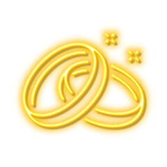 Wedding rings line icon. Romantic love sign. Neon light effect outline icon.
