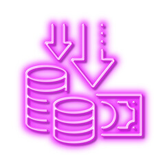 Deflation line icon. Price reduction sign. Neon light effect outline icon.