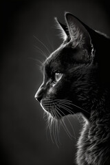 Silhouette of a beautiful black cat 