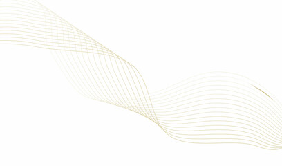 Beautiful golden wavy line on a white background. Horizontal banner template. Abstract futuristic template.