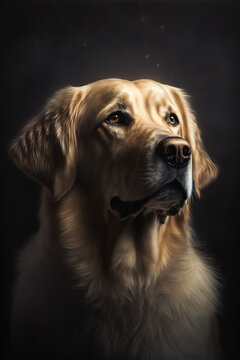 Beautiful close-up portrait picture of Golden Retriever Labrador dog