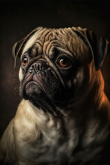 Adorable cute Pug Dog close-up picture portrait