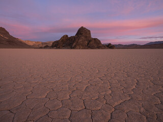 Rocks seem to move magically on the Racetrack Playa in Death Valley National Park; California, United States of America