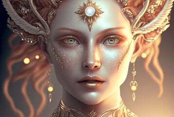 Goddess of Light. Generative AI, non-existent person. 