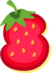 Strawberry fruit style alphabet text, letter S