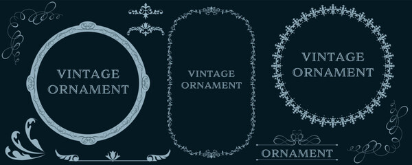 set of graphic materials, oriental patterns, arabesque patterns, antiques, decorative borders and vintage frames.