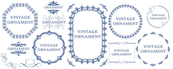 グラフィック素材: オリエント柄、アラベスク柄、アンティーク、飾り罫ビンテージのフレームのセット