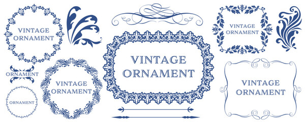 グラフィック素材: オリエント柄、アラベスク柄、アンティーク、飾り罫ビンテージのフレームのセット