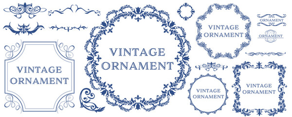グラフィック素材: オリエント柄、アラベスク柄、アンティーク、飾り罫ビンテージのフレームのセット