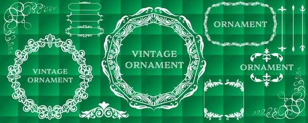 グラフィック素材: オリエント柄、アラベスク柄、アンティーク、飾り罫ビンテージのフレームのセット