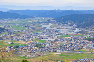 Fototapeta premium 鏡山展望台から見た唐津の町並み「佐賀県」