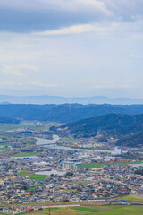 Fototapeta na wymiar 鏡山展望台から見た唐津の町並み「佐賀県」