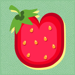 Strawberry fruit style alphabet text, letter U